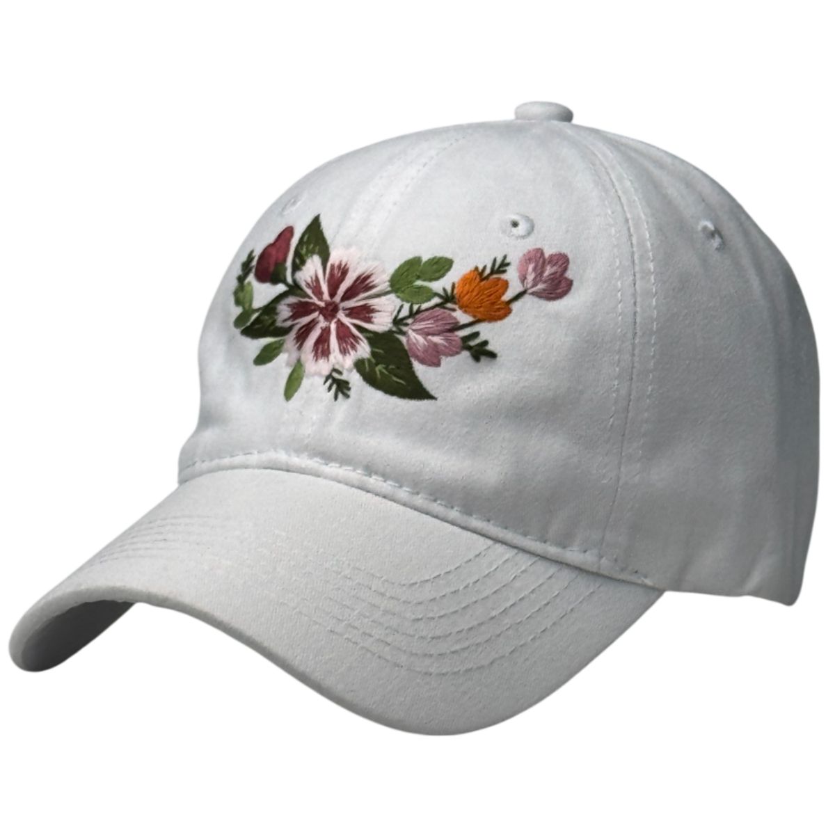 GENERICO - Gorra bordada vintage blanca con diseño floral clasica unisex