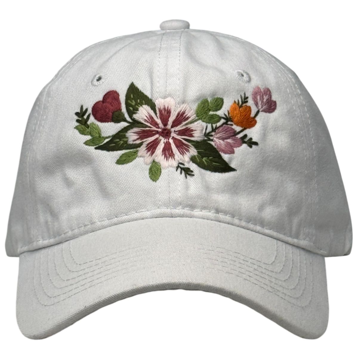 GENERICO - Gorra bordada vintage blanca con diseño floral clasica unisex