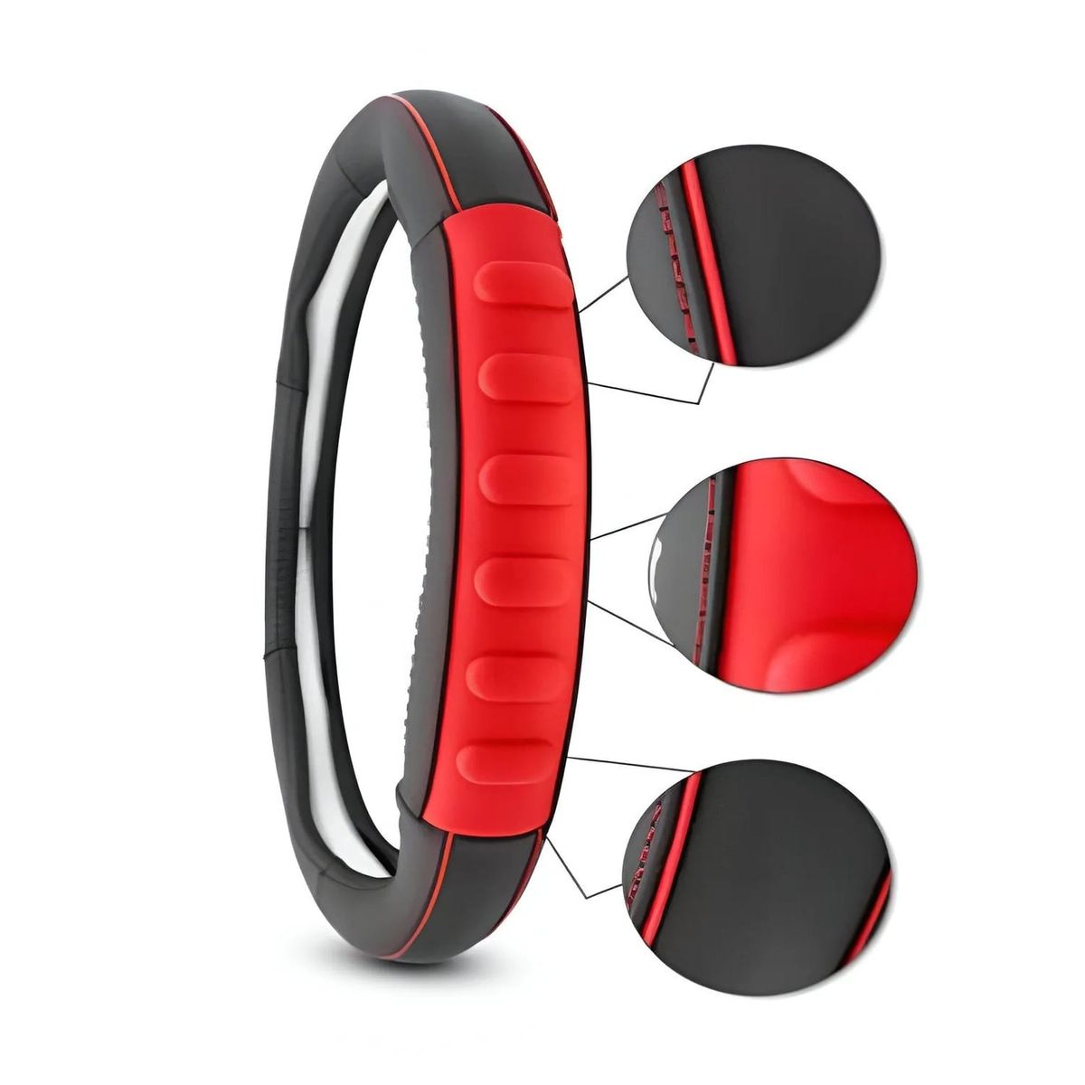 GENERICO - Cubre Volante De Cuero Genuino Rojo