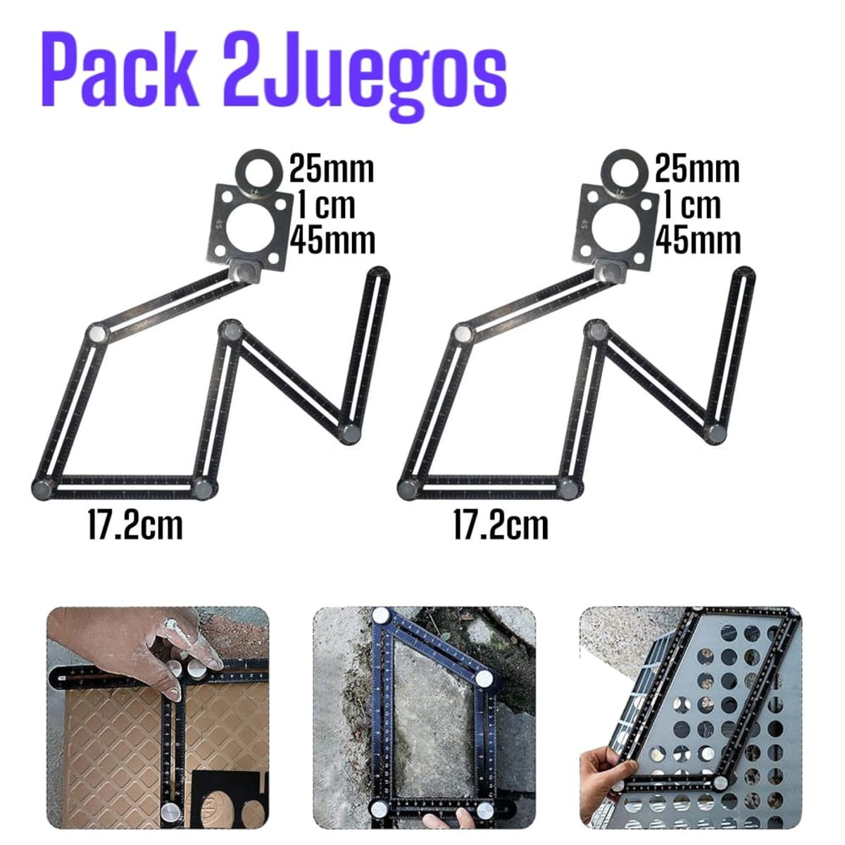 OEM - 2JUEGOS Regla de Medición de Múltiples Ángulos Mayólicas