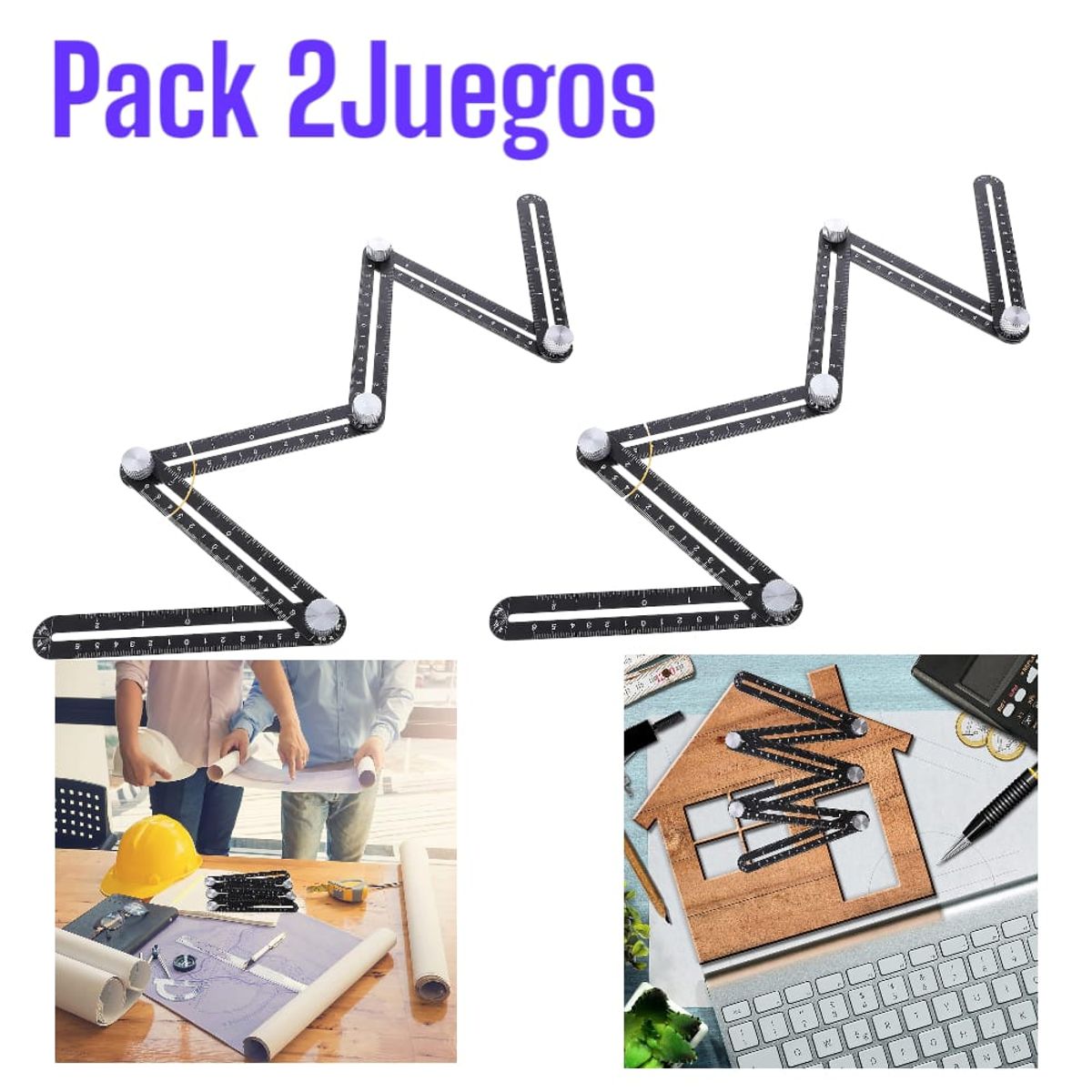 OEM - 2JUEGOS Regla de Medición de Múltiples Ángulos Mayólicas