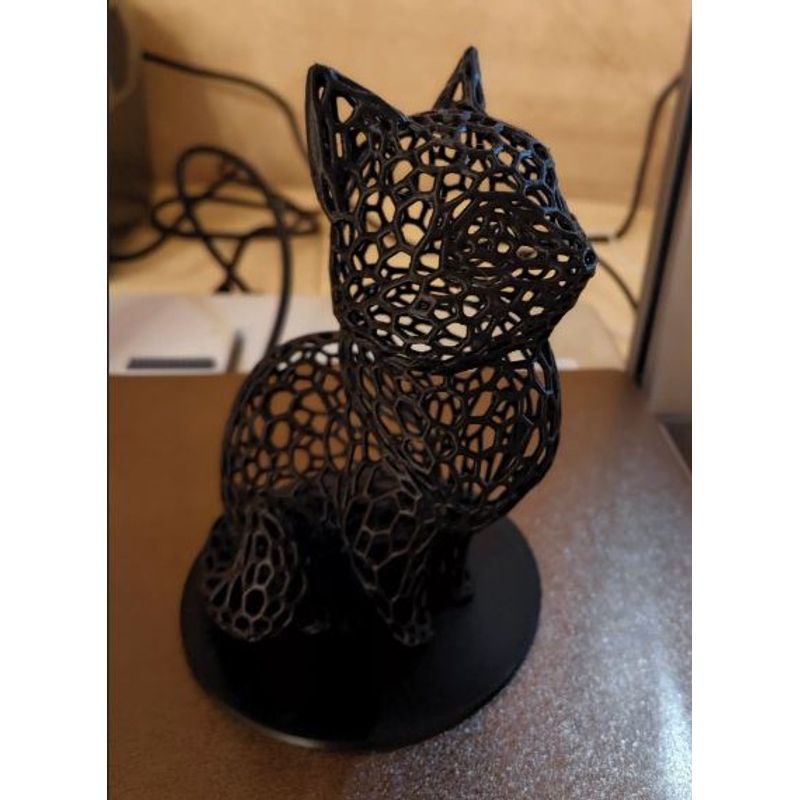 GENERICO - ADORNO EXCLUSIVO GATO VORONOI NEGRO 23cm x 15cm x 16cm