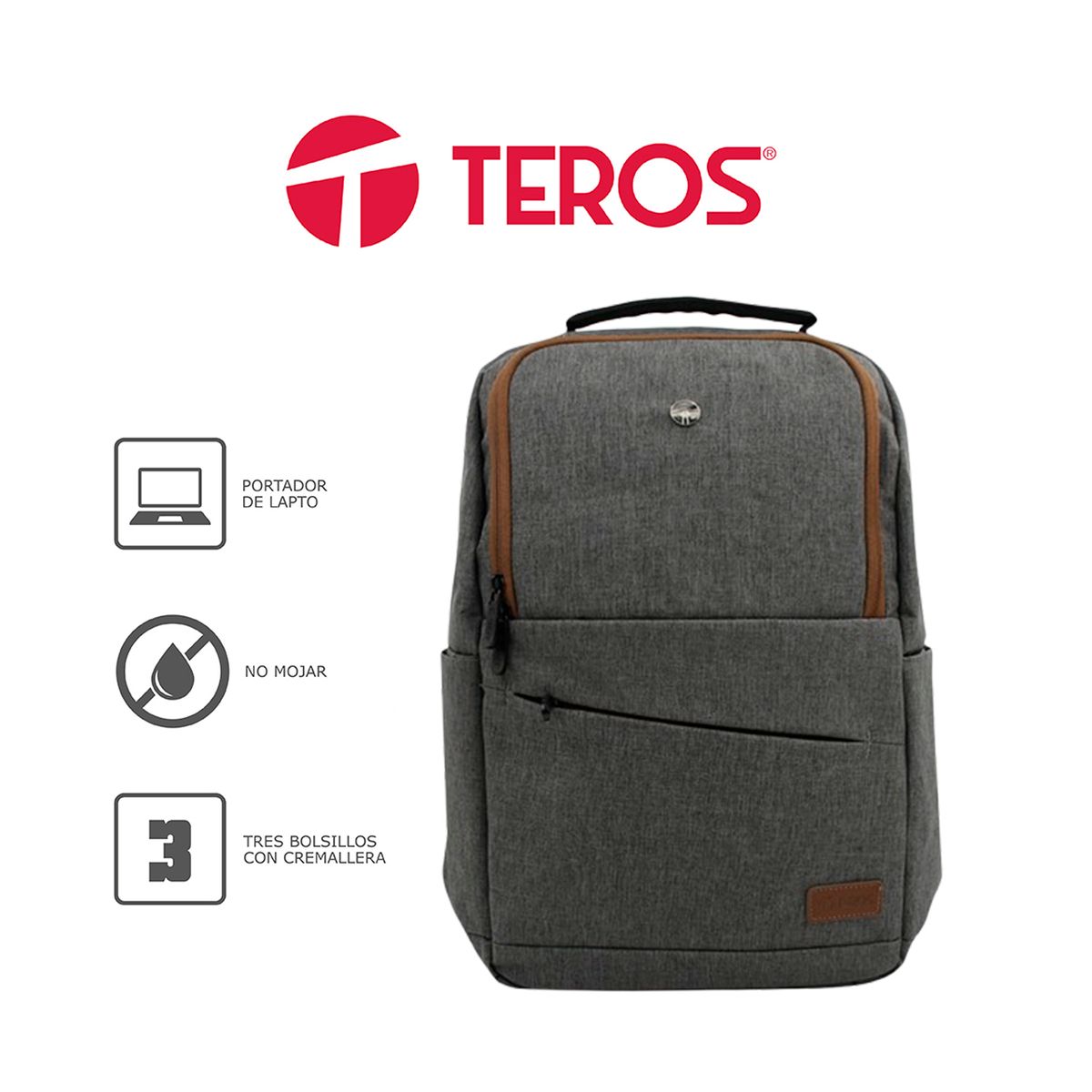 TEROS - Mochila Teros TE-ACS9023 para Laptop Hasta 156 Gris