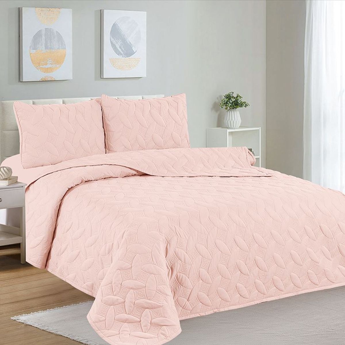 CASATEX - Cubrecama Queen + Juego de Sábanas 100% Algodón - 5 Piezas