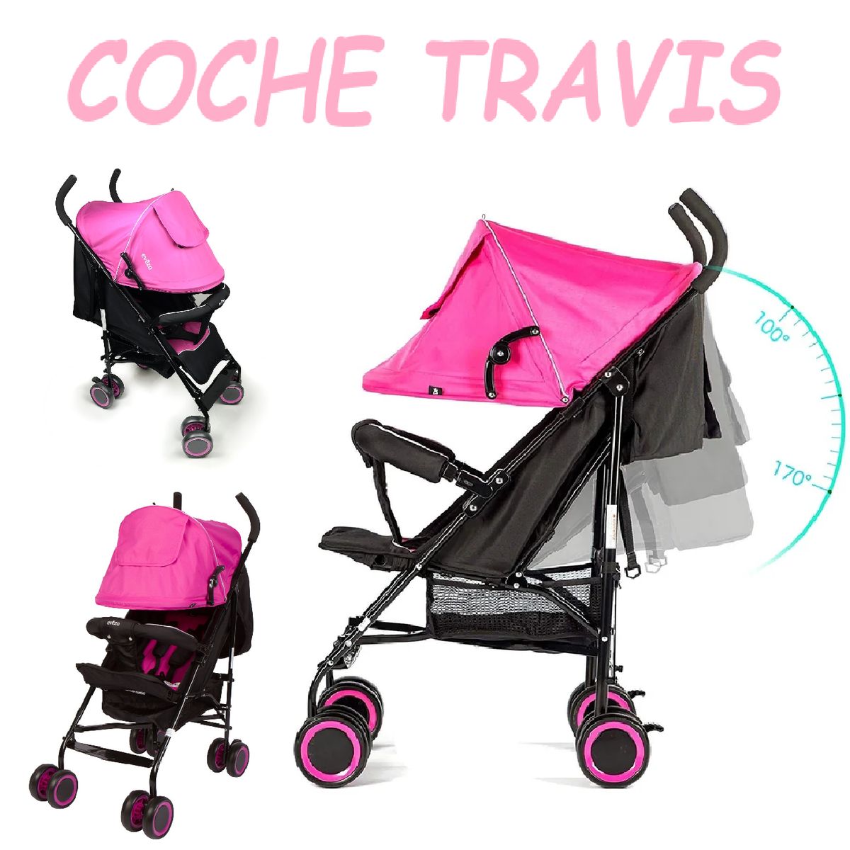 EVEZO - Nuevo Coche de Paseo Evezo Travis - Rosado