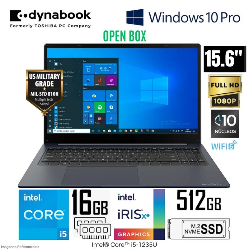 DYNABOOK - Laptop Dynabook Satallite Pro C50-K Intel Core i5 1235U 16GB RAM 512GB SSD PSY19U-0FH035 OPEN BOX
