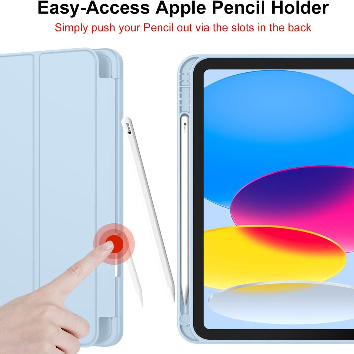 GENERICO - Funda Smart Case Portapencil Para iPad A16 11th 10th -CELESTE
