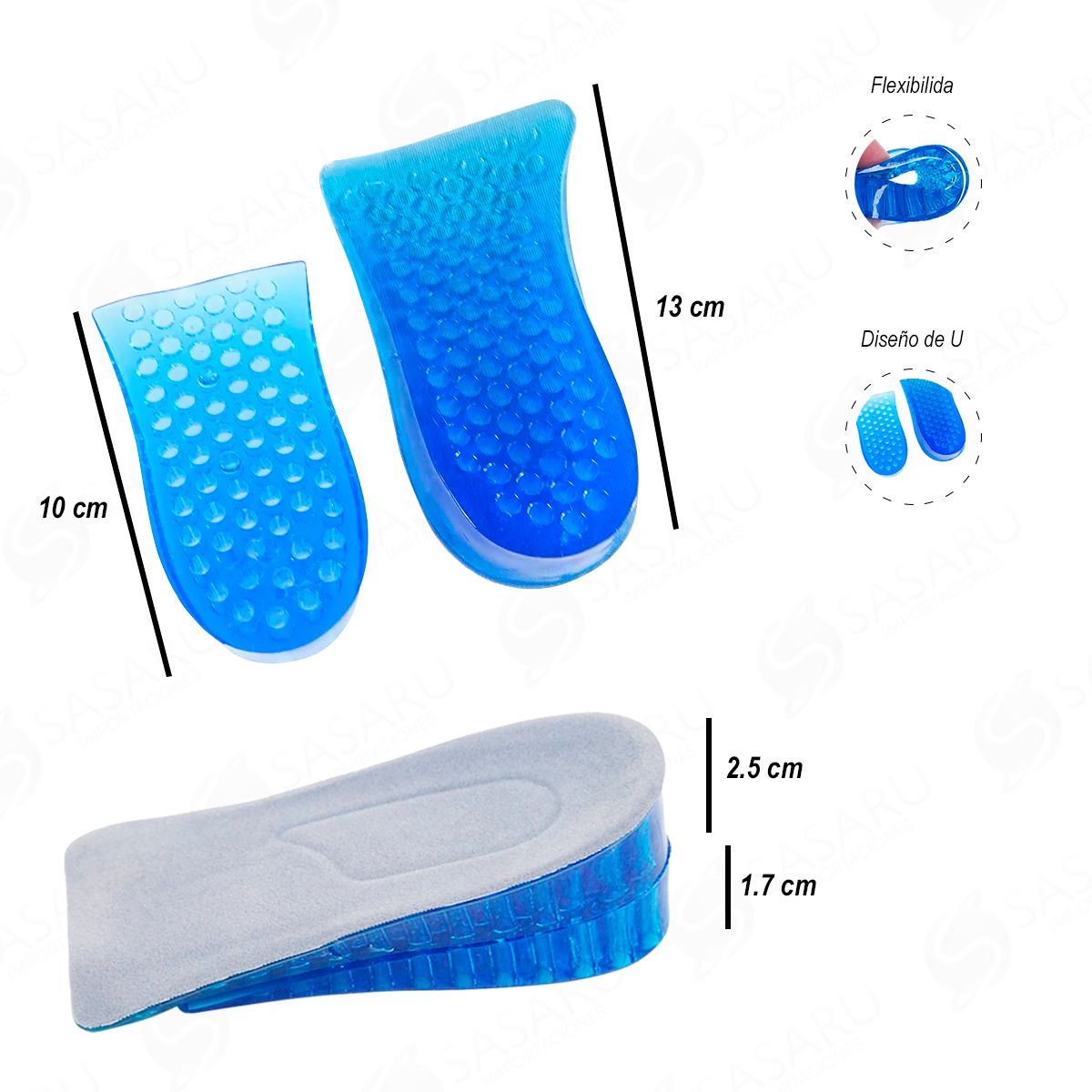 GENERICO - Par de Plantillas Aumento de Altura Capas Dobles