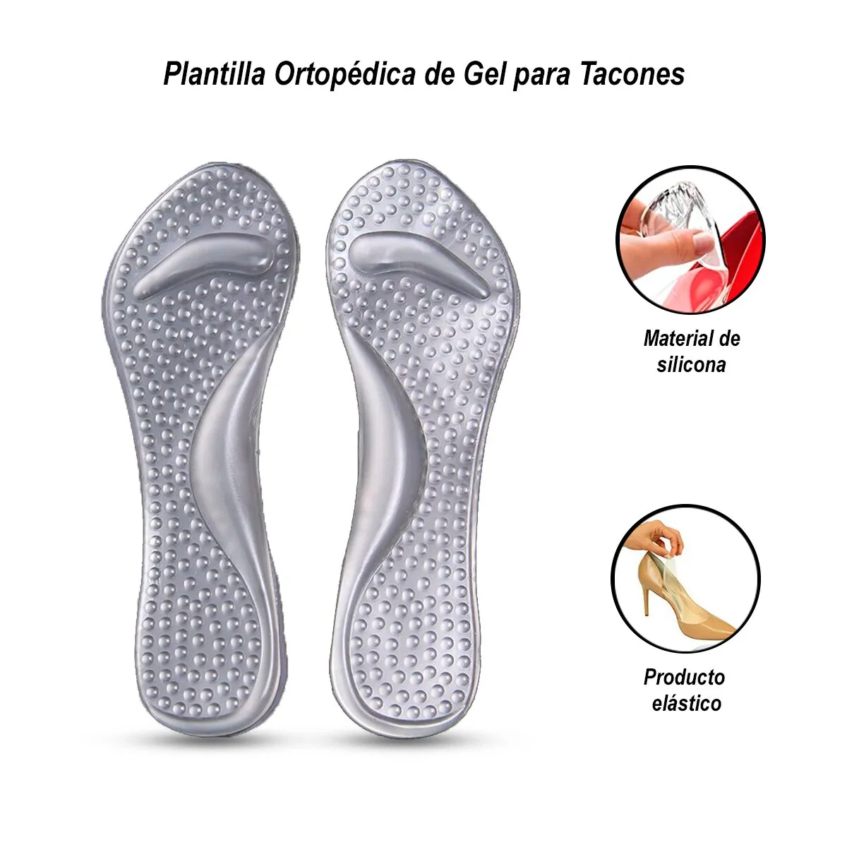 GENERICO - Plantilla Ortopédica de Gel para Tacones