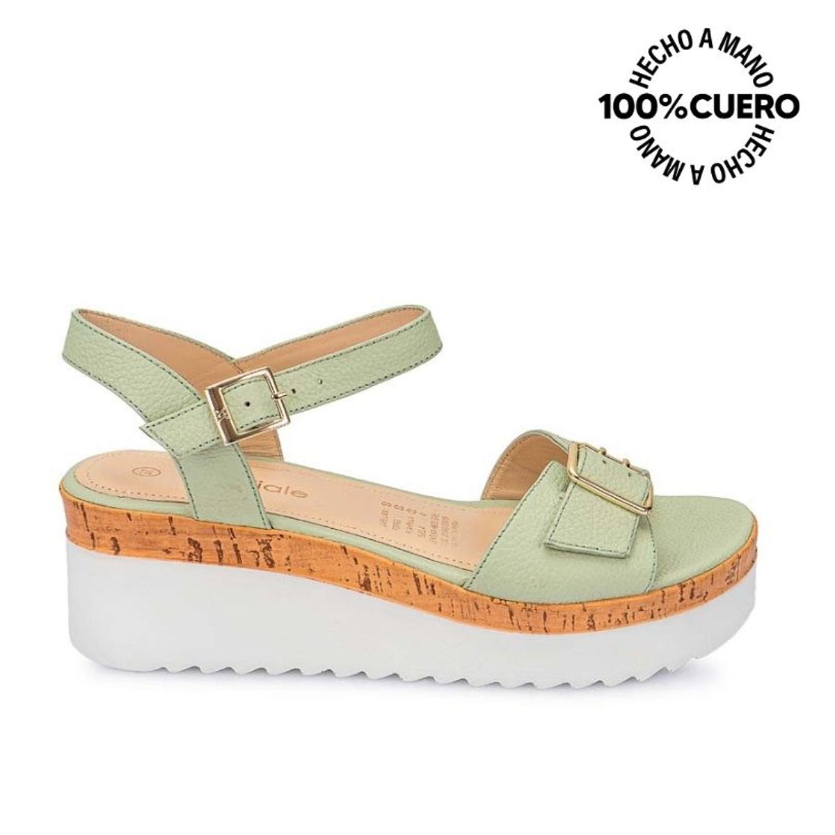 VIALE - Sandalia Dorsay Casual ALE-2415 VerdeMenta Viale Cuero