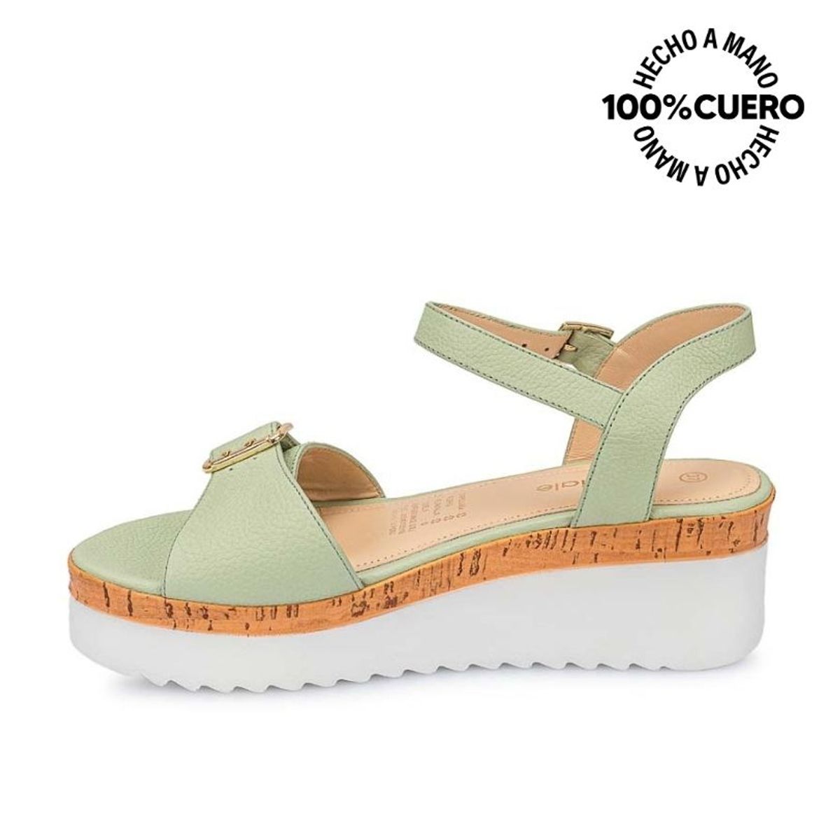 VIALE - Sandalia Dorsay Casual ALE-2415 VerdeMenta Viale Cuero