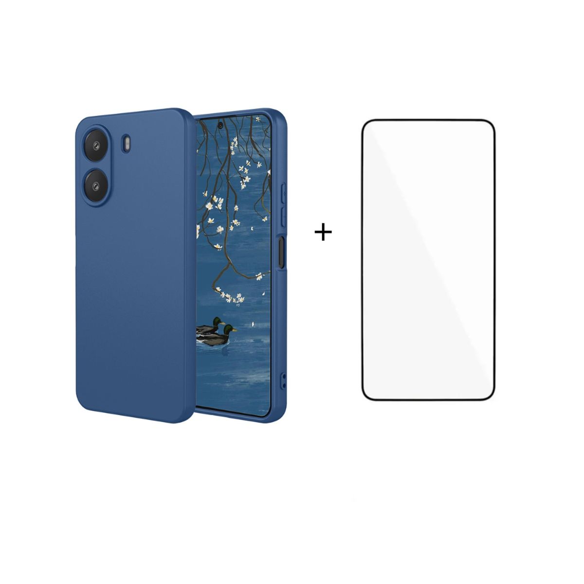 SPACE - CASE SILICONA XIAOMI POCO X7 PRO - AZUL + MICA DE VIDRIO