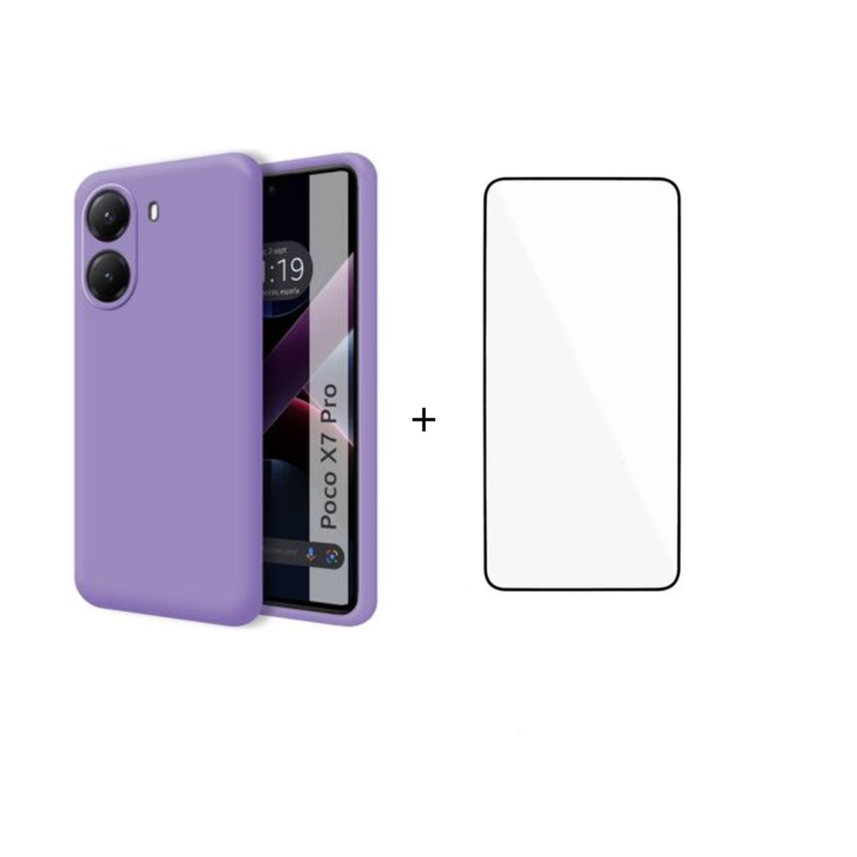 SPACE - CASE SILICONA XIAOMI POCO X7 PRO - LILA + MICA DE VIDRIO