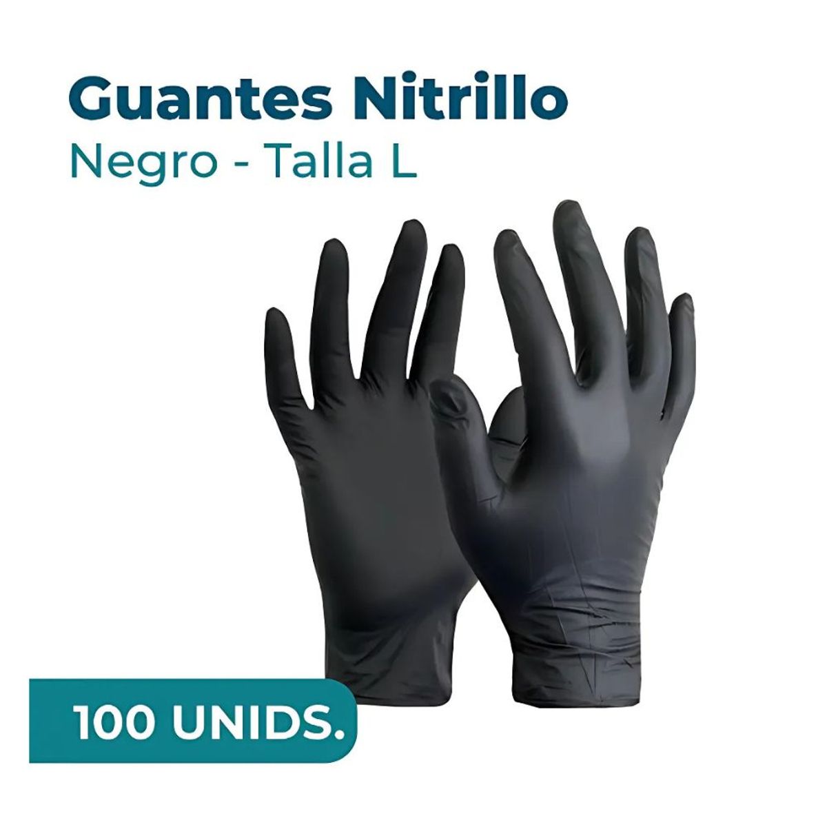 GENERICO - Guantes de Nitrilo Talla L Negro - 100 unidades