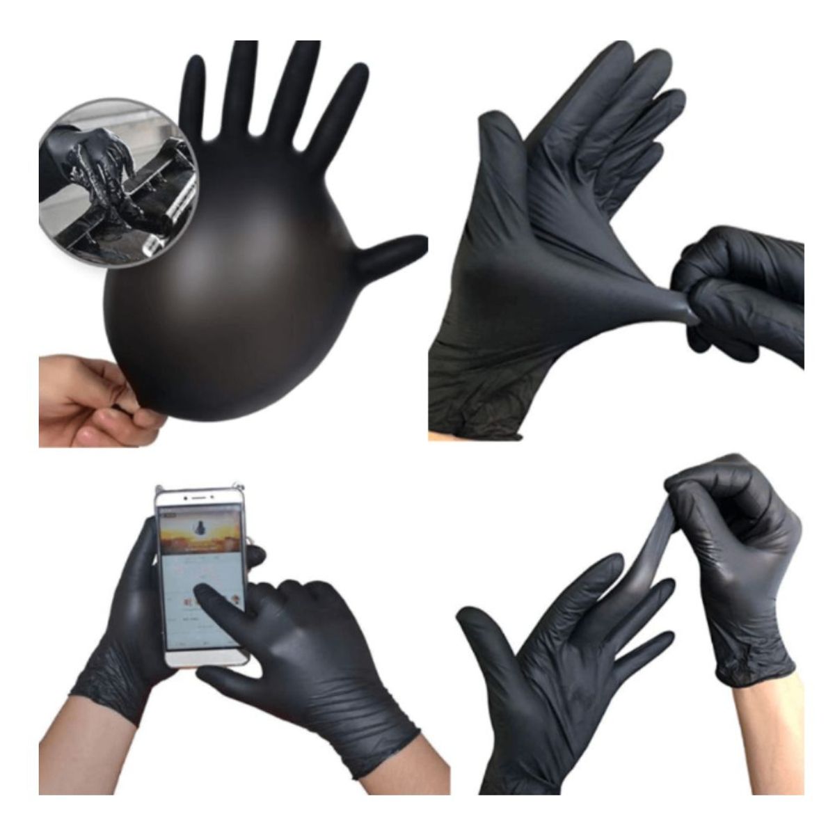 GENERICO - Guantes de Nitrilo Talla L Negro - 100 unidades