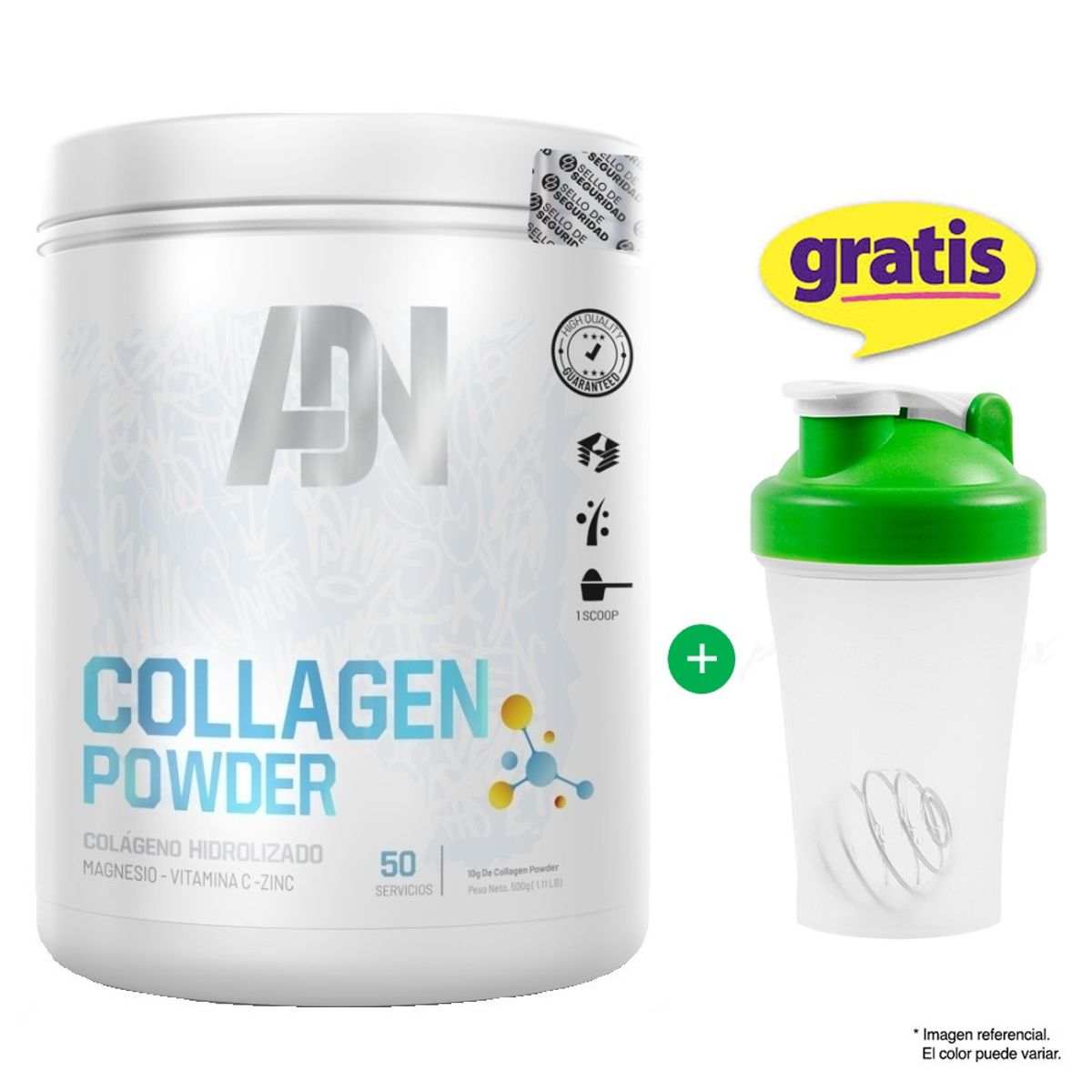 ADN - Colágeno Adn Collagen Powder 500 gr Naranja + Shaker