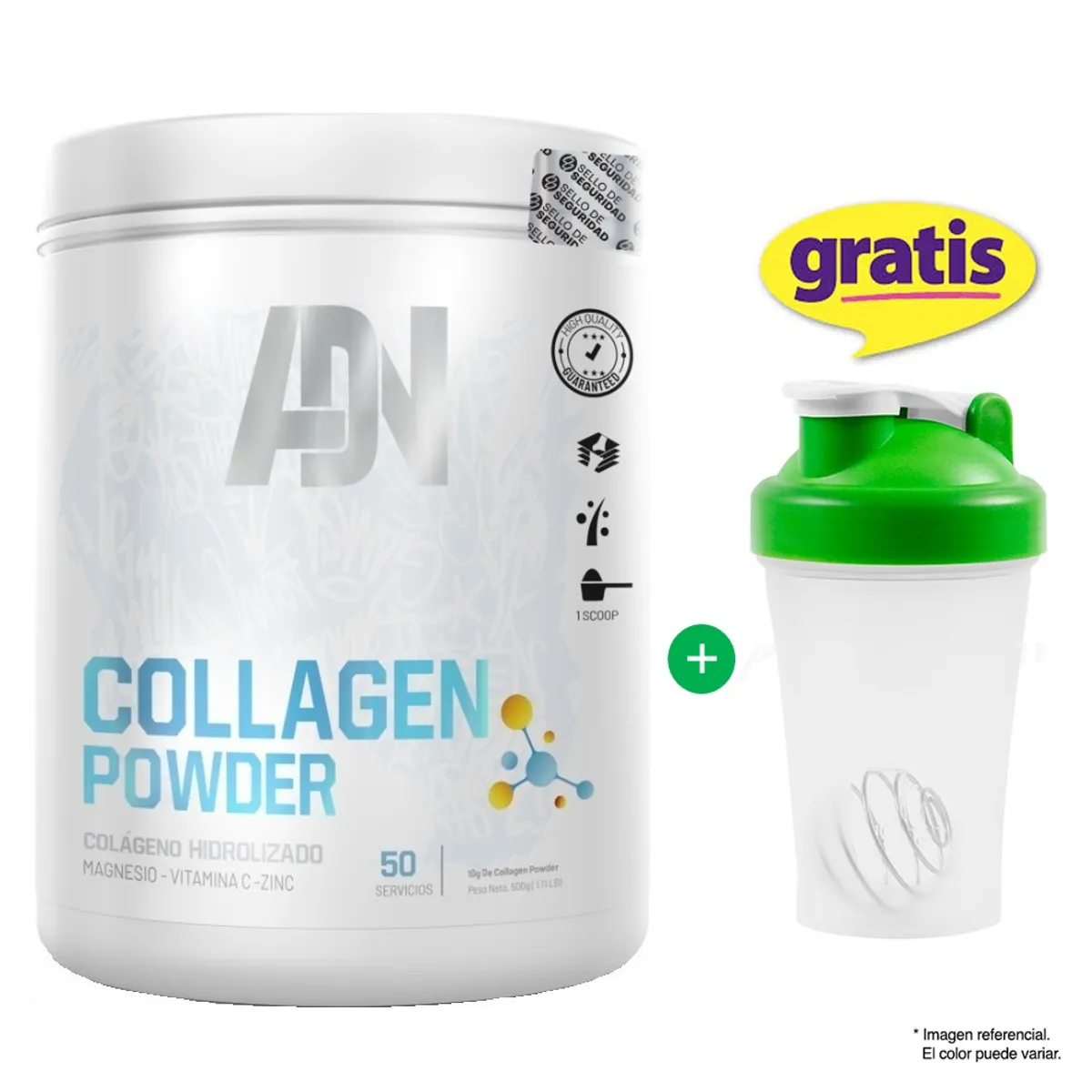 ADN - Colágeno Adn Collagen Powder 500 gr Naranja + Shaker
