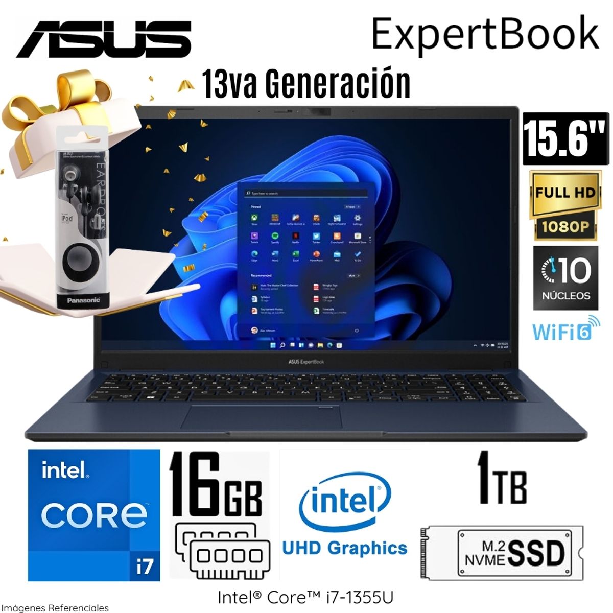 ASUS - Laptop Asus ExpertBook B1502CVA-NJ1091 Intel Core i7-1355U 16GB RAM 1TB SSD 15.6"  FHD + Regalo