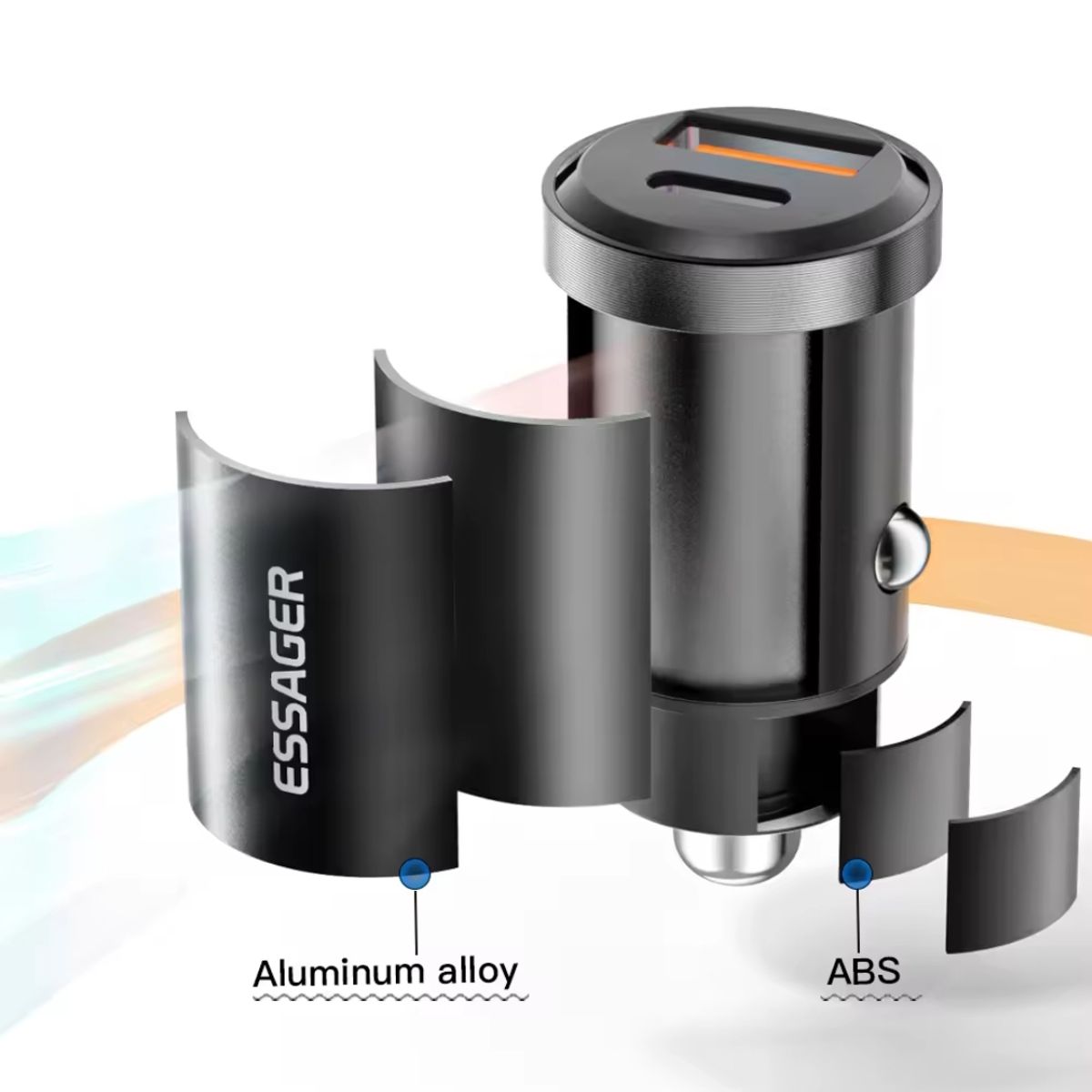 ESSAGER - Cargador de auto USB C carga ultra rápida 45W carga rápida