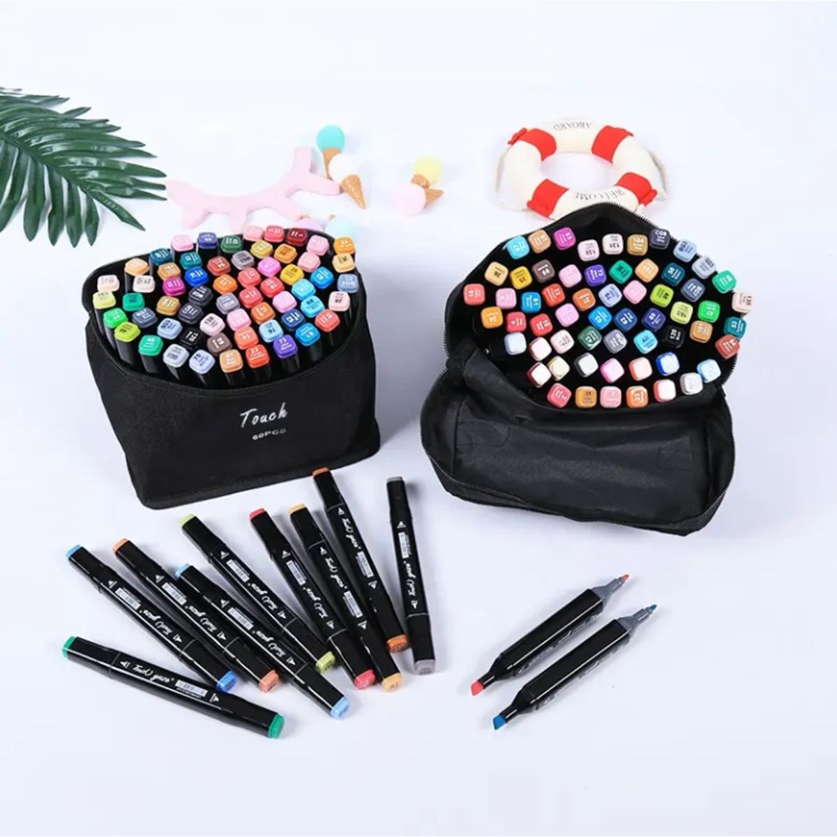 GENERICO - PLUMONES TOUCH  60 PIEZAS - DOBLE PUNTA