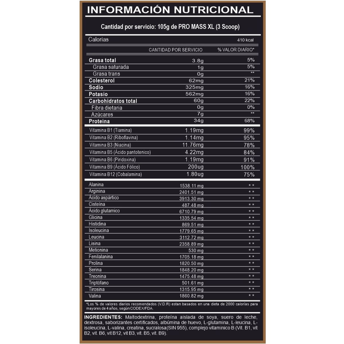 ADN - Proteína Suero de Leche Pro Mass XL Chocolate Caja 10 Unidades