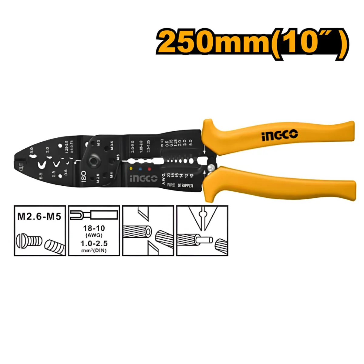 INGCO TOOLS - ALICATE PRENSA TERMINAL INGCO 10 250MM HWSP101