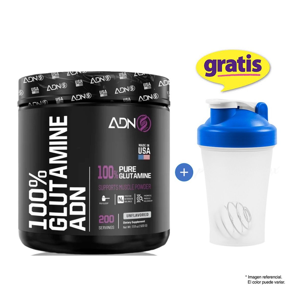 ADN - ADN Nutrition GLUTAMINE 500 GRAMOS - 200 SERVICIOS