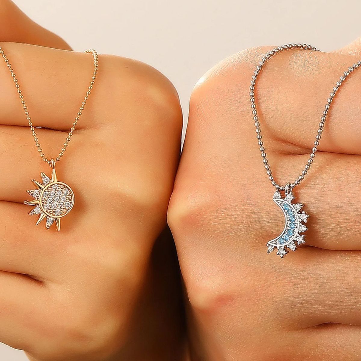 GENERICO - Set Collar Anillo y Pulsera Novios Parejas Sol Luna Regalo Especial