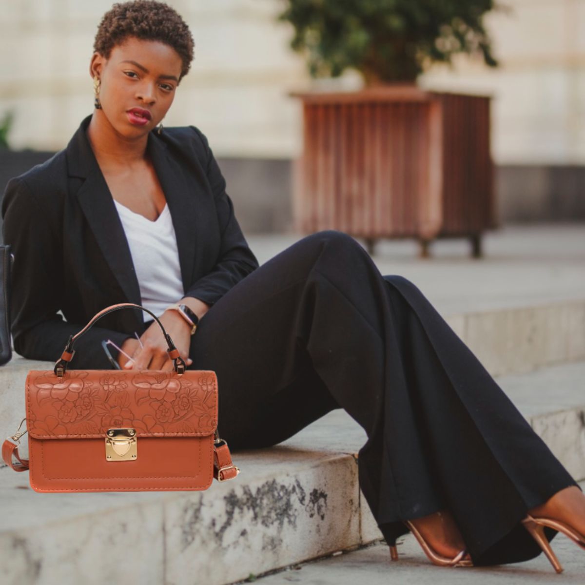 GENERICO - CROSSBODY BOLSO DE MANO CARTERA MORRAL DE FIESTA Y NOCHE CANELA