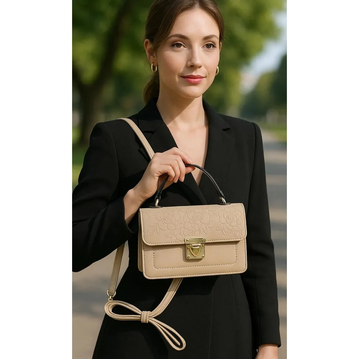 GENERICO - CROSSBODY BOLSO DE MANO CARTERA MORRAL DE FIESTA Y NOCHE BEIGE