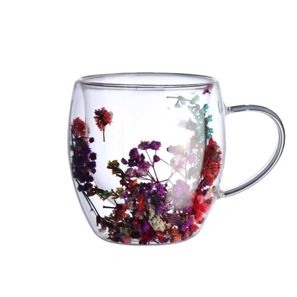 GENERICO - Tazas  Doble Pared Con Flores Secas De  250 ml