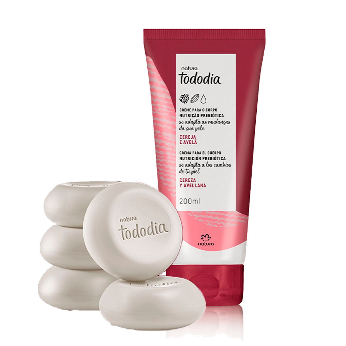 NATURA - TODODIA Cereza y Avellana Hidratante corporal 200ml con Jabones