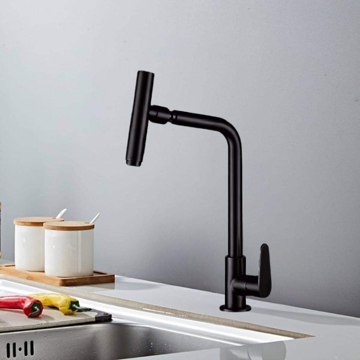 XM - LLAVE DE COCINA AL MUEBLE NEGRO LC304-107001