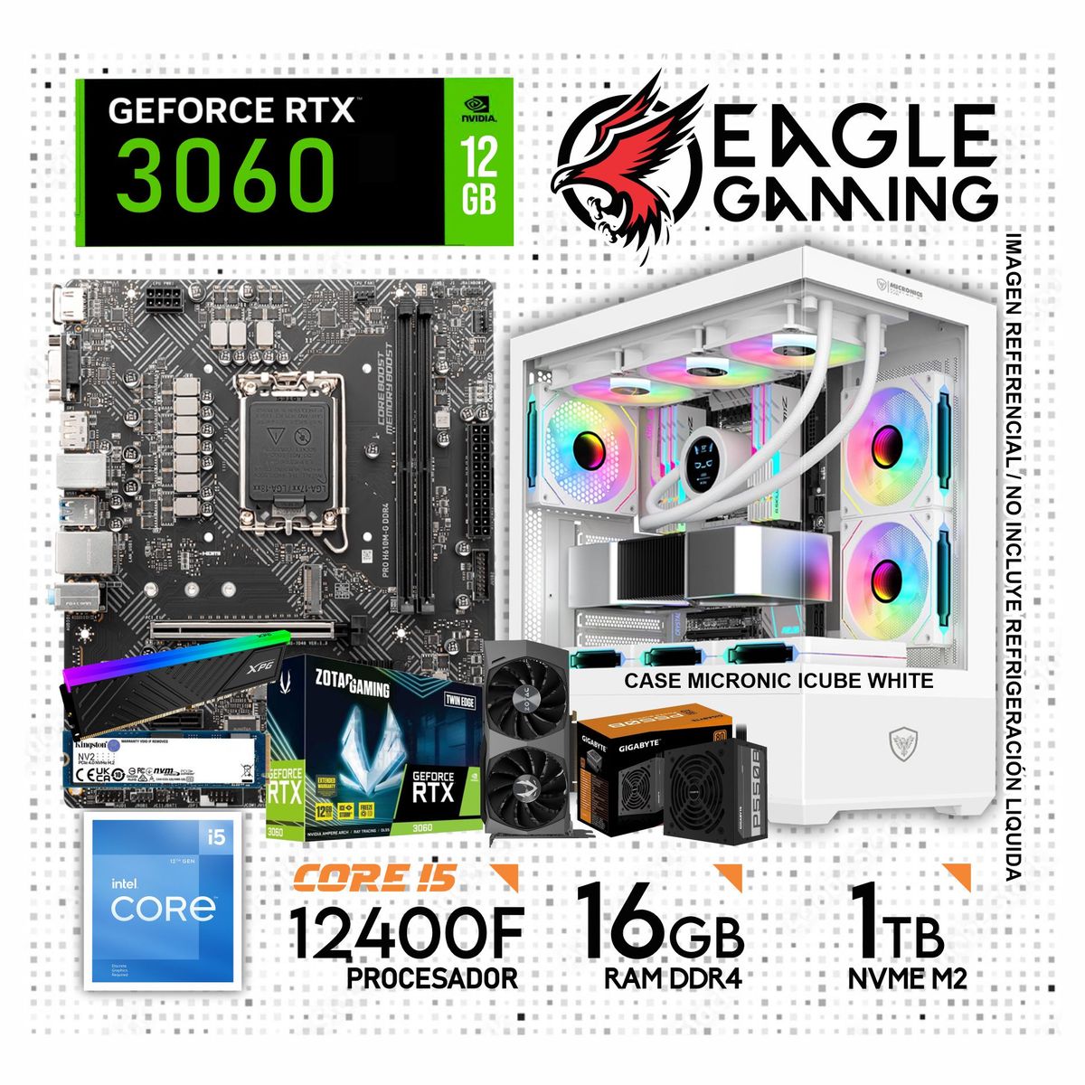 INTEL - PC GAMER CORE I5 12400F, GRAFICA RTX 3060 DE 12GB, RAM 16GB DE RAM, SSD 1TB