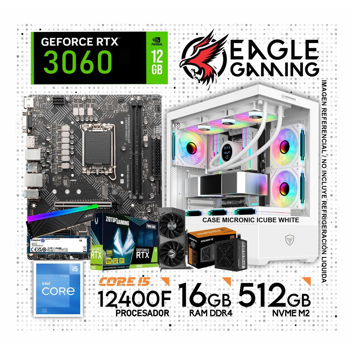 INTEL - PC GAMER CORE I5 12400F, GRAFICA RTX 3060 DE 12GB, RAM 16GB DE RAM, SSD 512GB