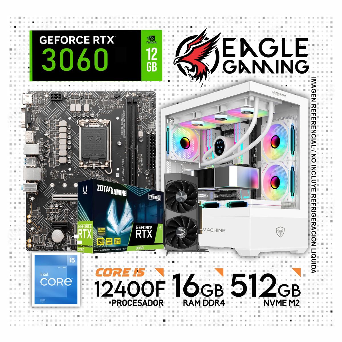 INTEL - PC GAMER CORE I5 12400F, GRAFICA RTX 3060 DE 12GB, RAM 32GB DE RAM, SSD 1TB