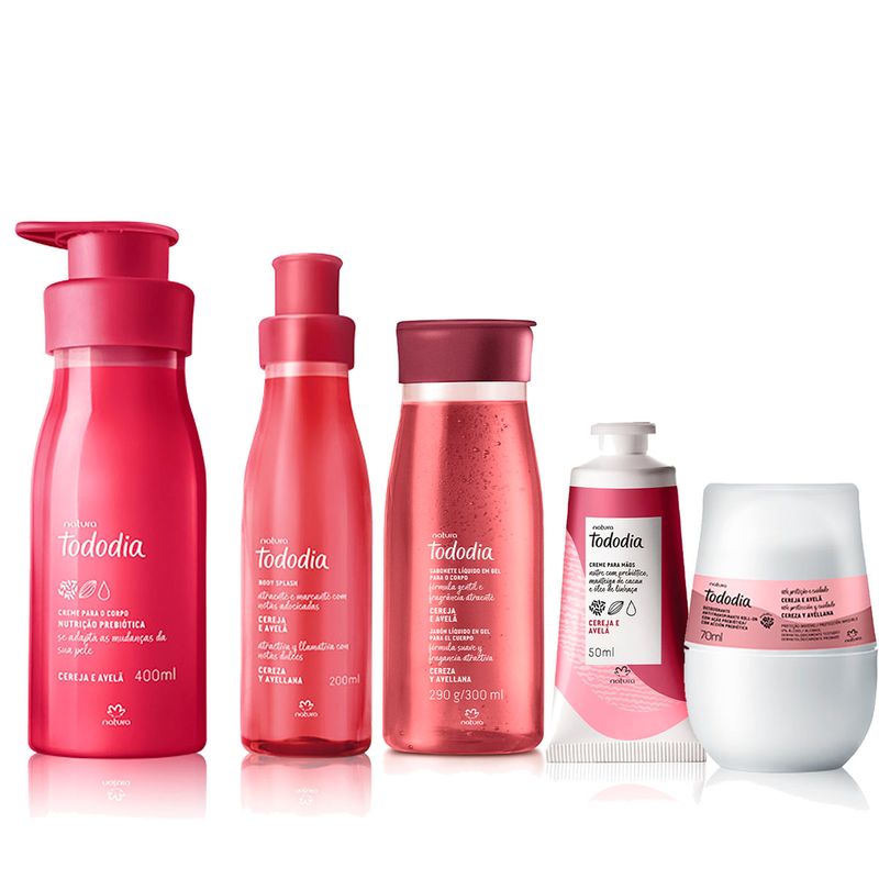 NATURA - TODODIA Cereza y Avellana Spray Crema Cuerpo Manos Jabon y Deo