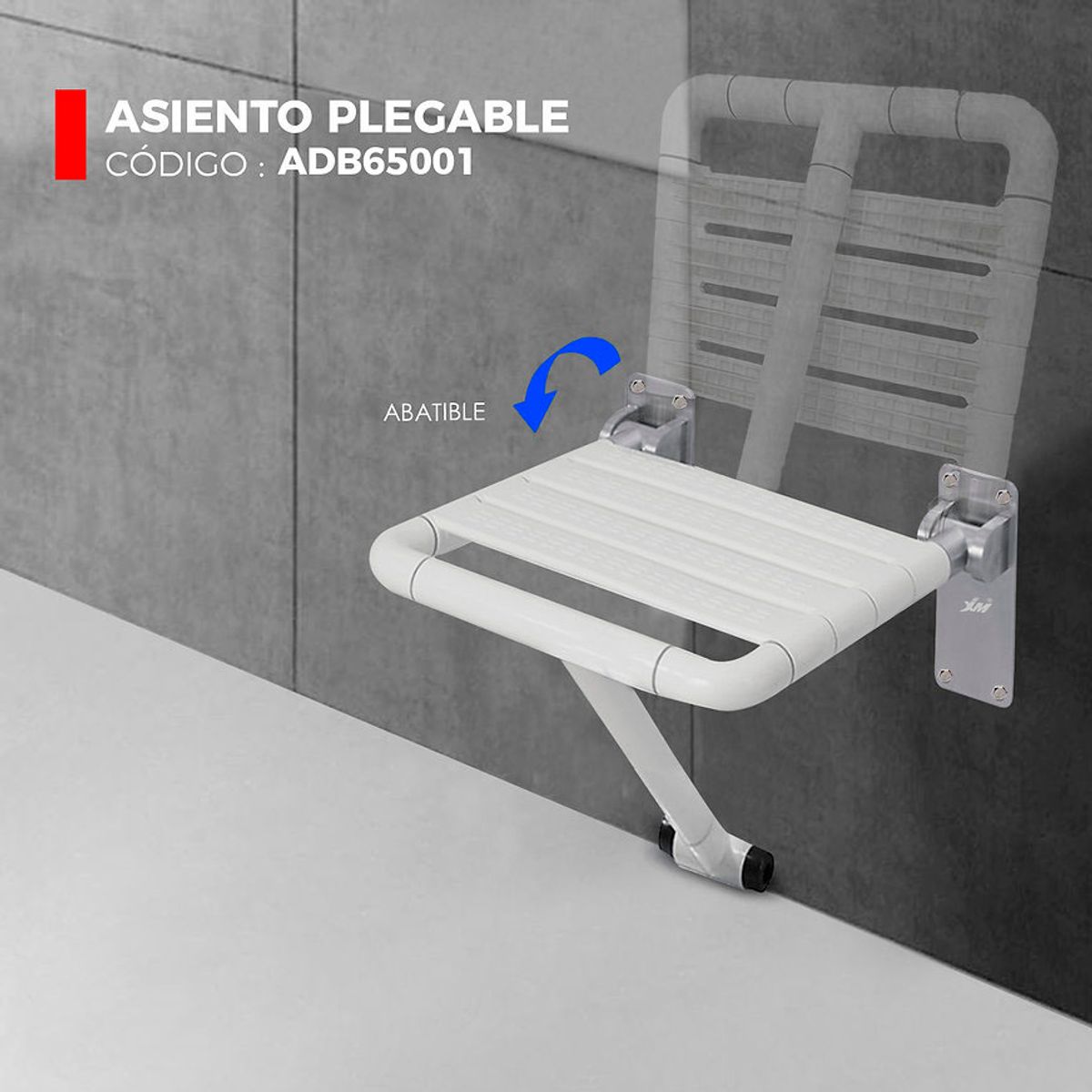 XM - ASIENTO PLEGABLE PARA BAÑO BLANCO