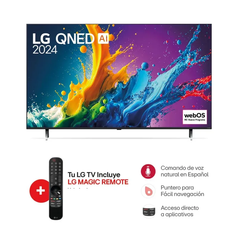 LG - Televisor LG QNED 65 UHD 4K ThinQ AI 65QNED80TSA