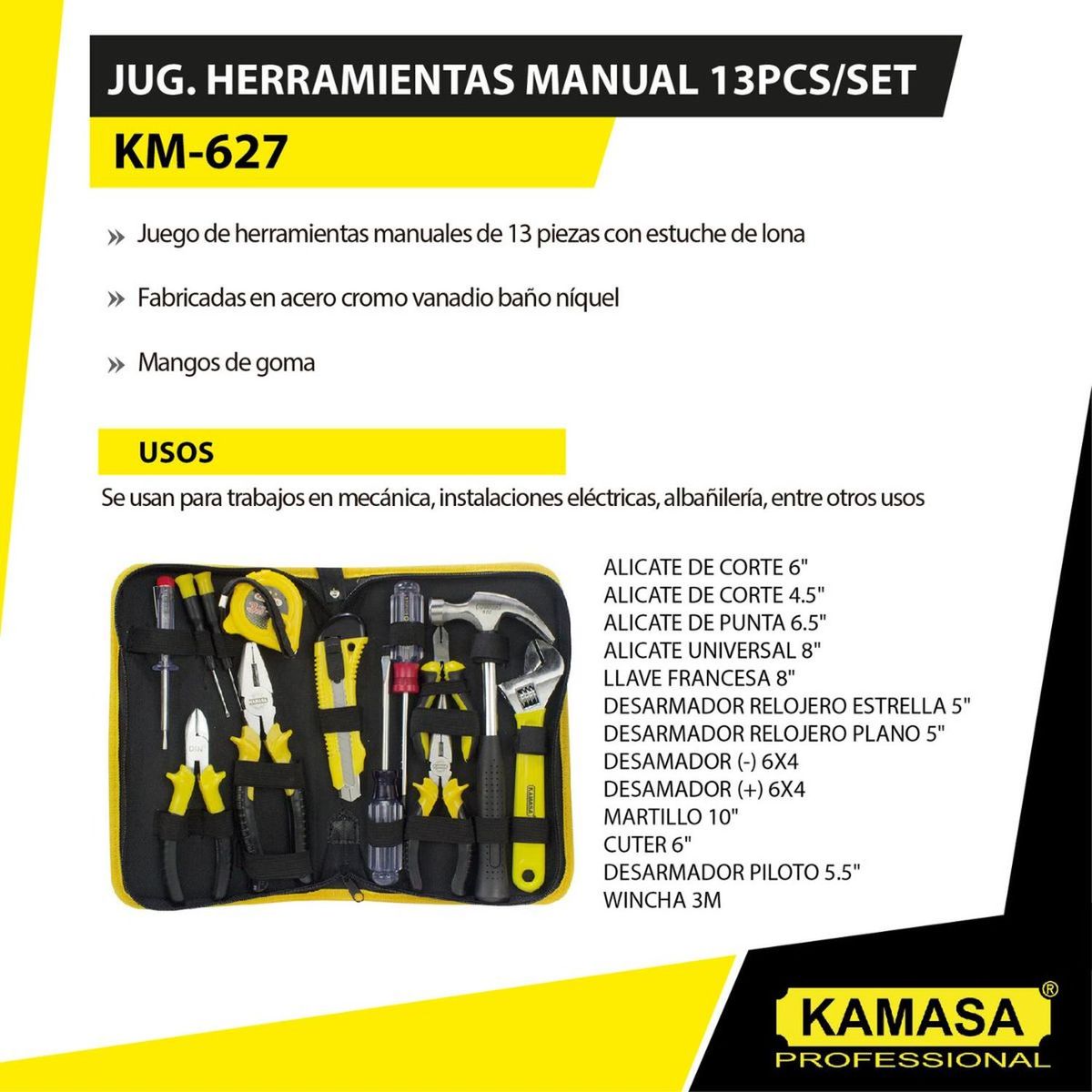 KAMASA - Juego de herramientas manuales 13 pzs Kamasa