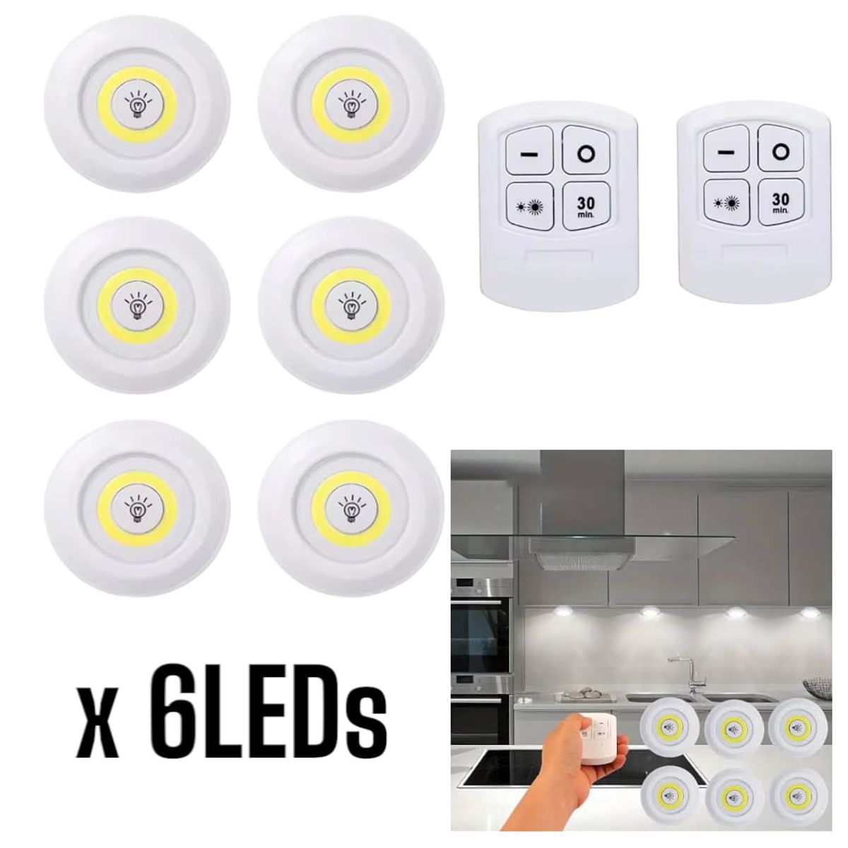 OEM - Pack6 LED Control Remoto Iluminación Interior Regulable Cálido y Frío