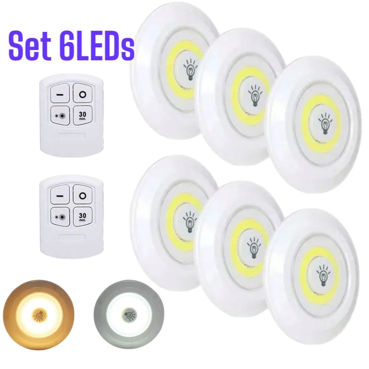 OEM - 6 Luces LED con Mando a Distancia Iluminación Interior Cálida/Fría