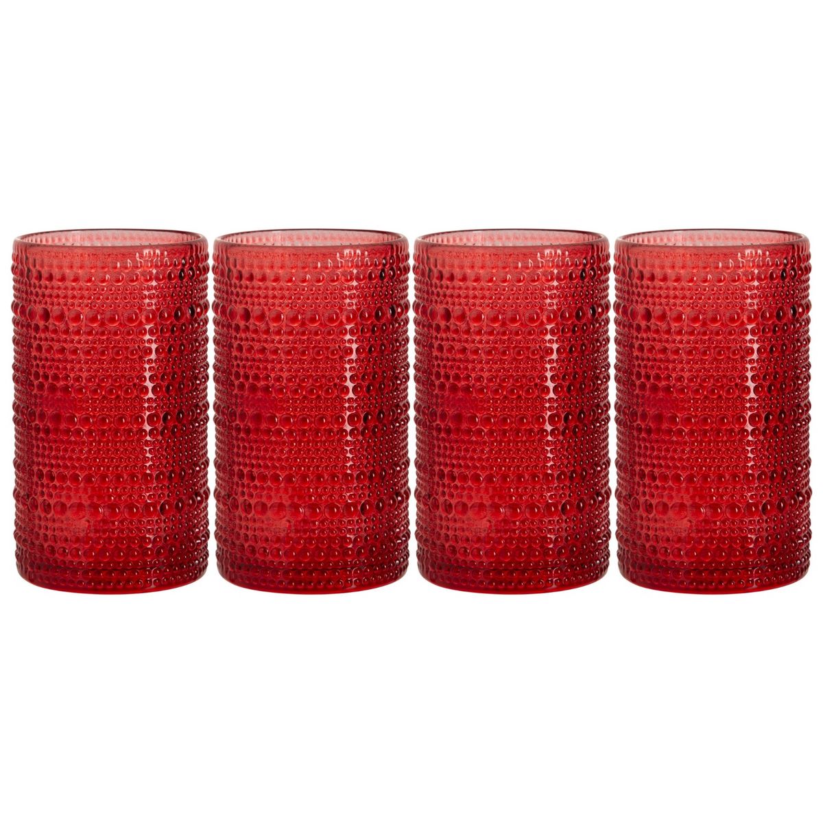HOME ESSENTIALS - Set x 4 vasos Halo 440ml rojo