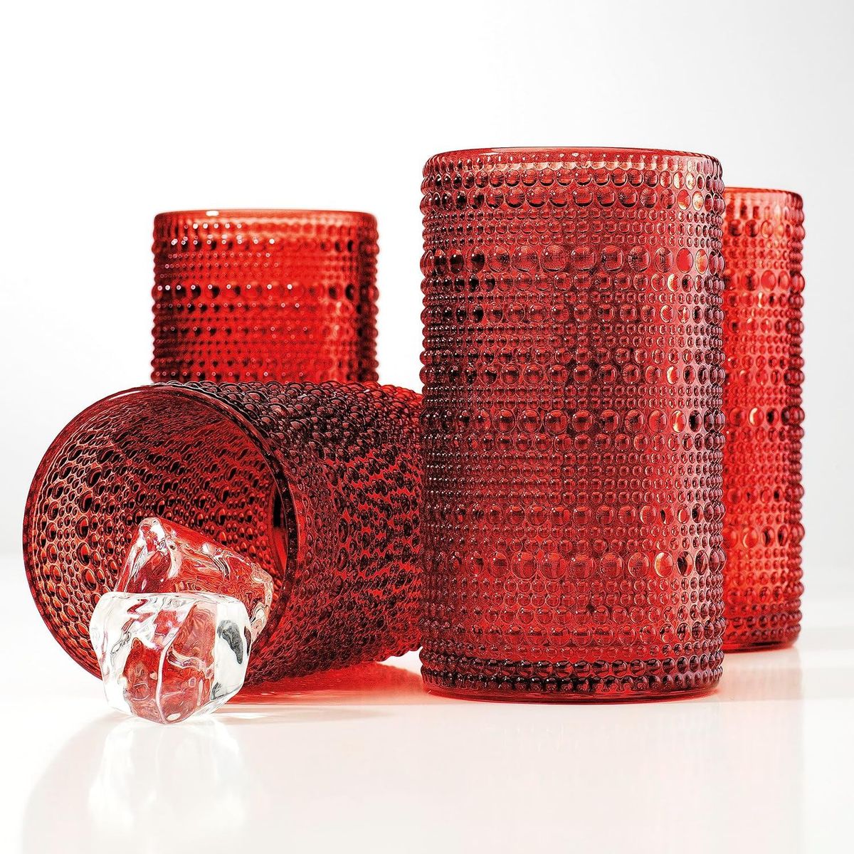 HOME ESSENTIALS - Set x 4 vasos Halo 440ml rojo