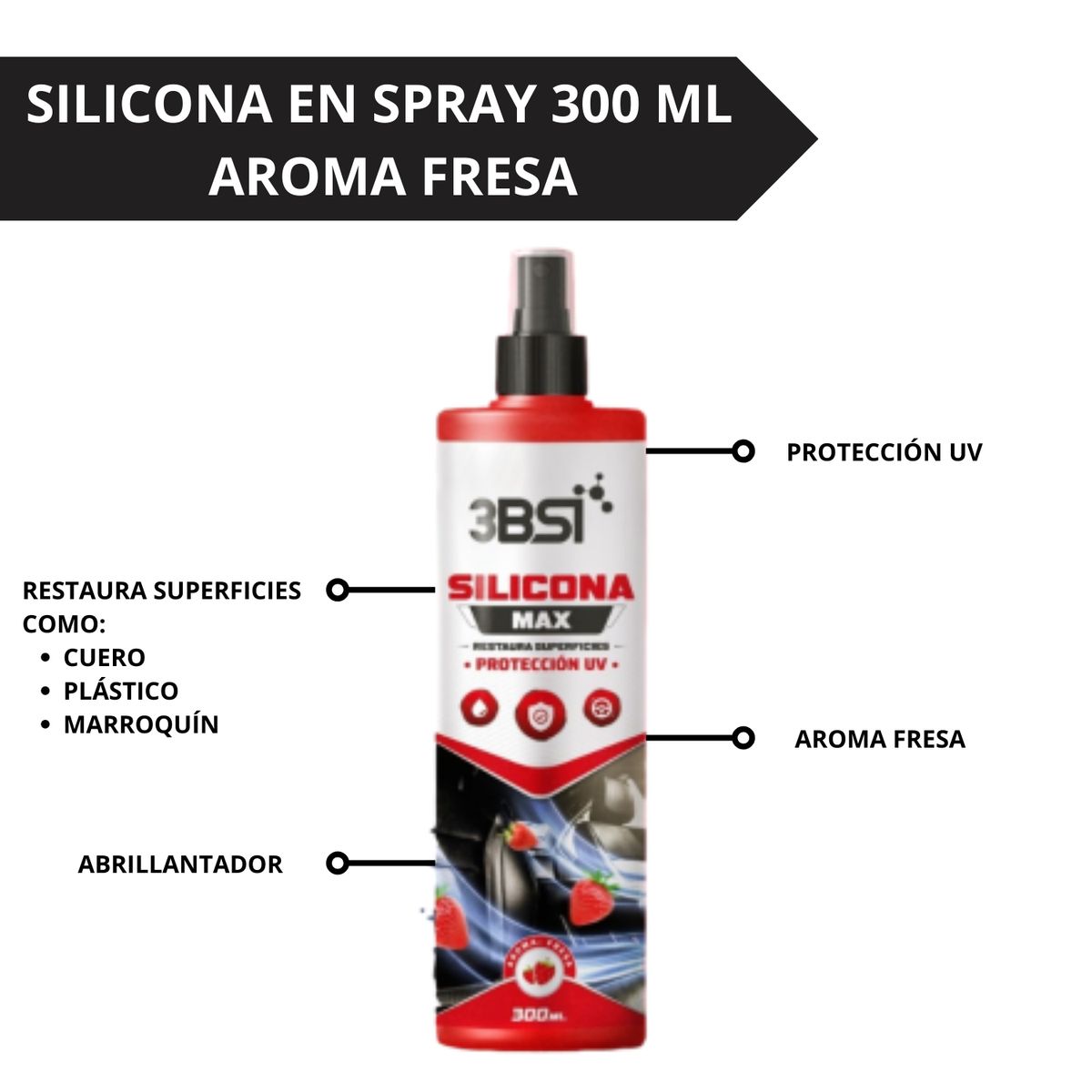 3BSI - SILICONA PROTECTOR UV AROMA FRESA Y COCO 300 ML 2UND