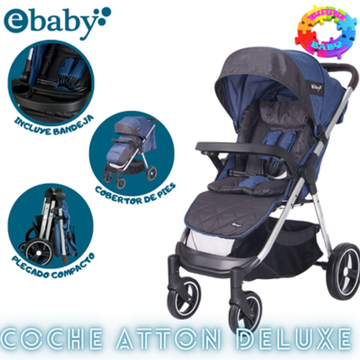 EBABY - COCHE DE PASEO ATTON DELUXE EB134-AZUL