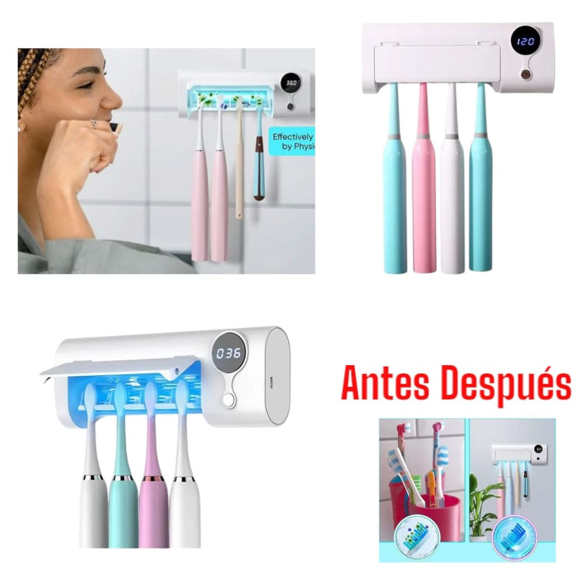 OEM - Higienizador UV para 4 Cepillos de Dientes Esteriliza Simultàneos