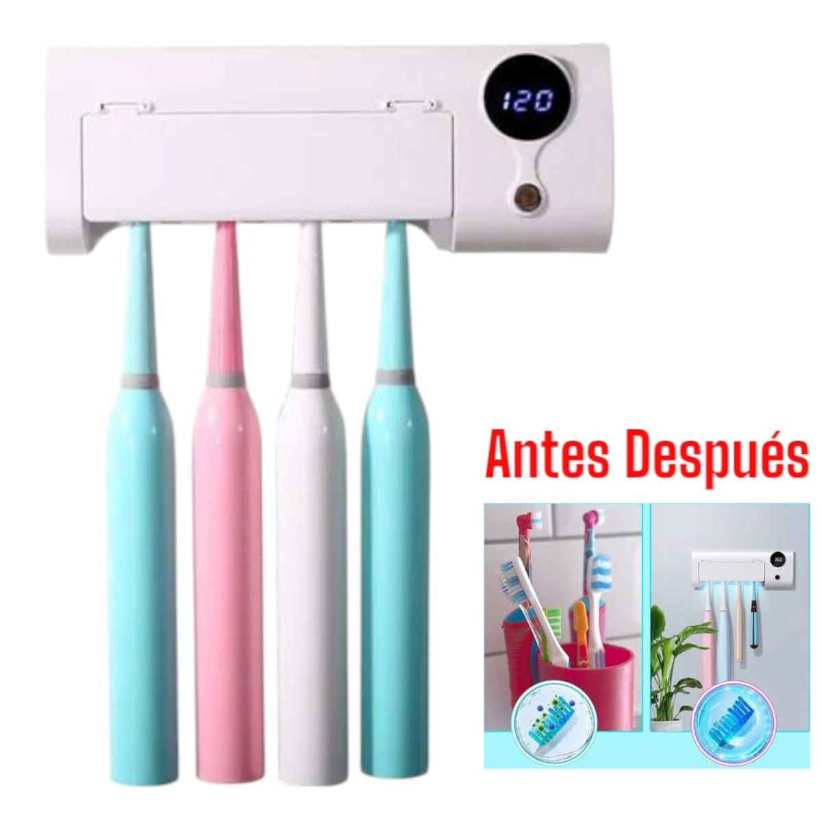 OEM - Higienizador UV para 4 Cepillos de Dientes Esteriliza Luz Ultravioleta