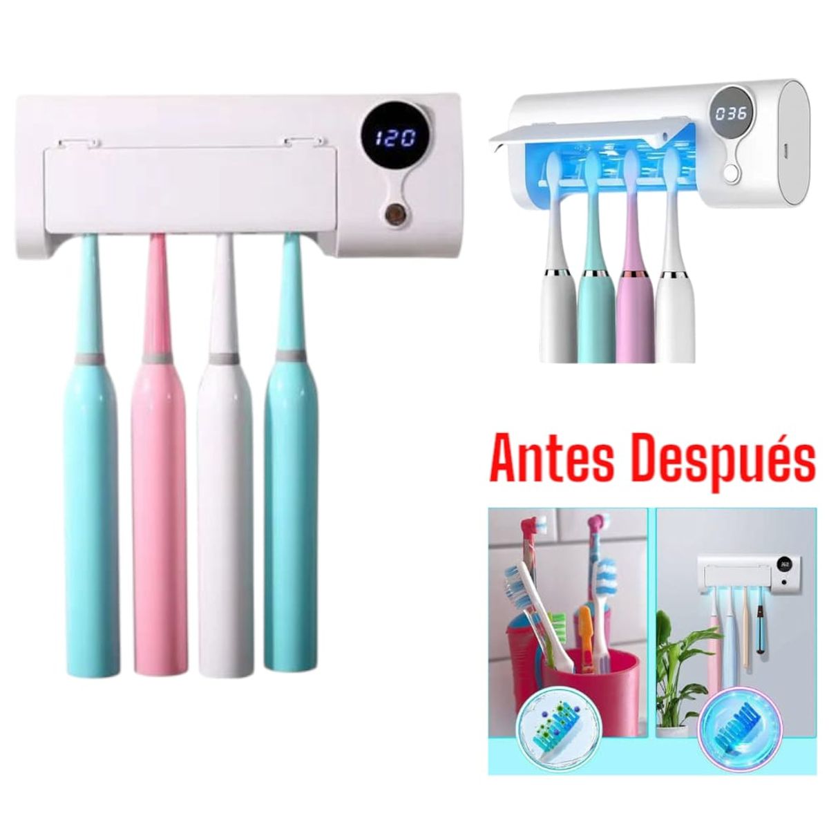 OEM - Sanitizador Ultravioleta de 4 Cepillos Dentales con Tecnología UV