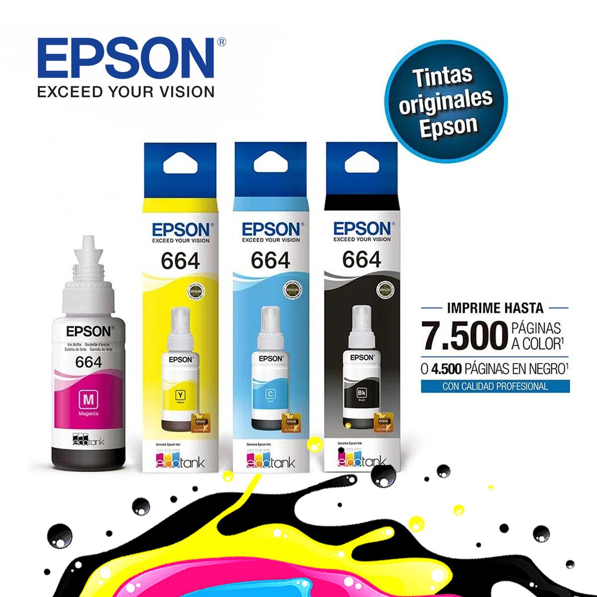 EPSON - JUEGO DE TINTAS ORIGINALES T664